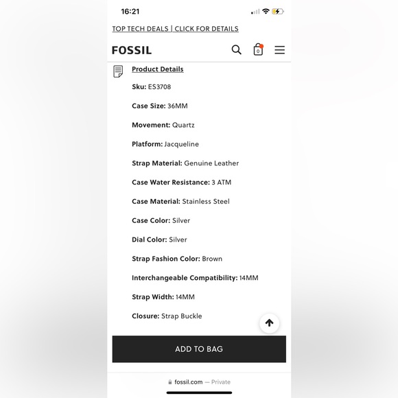 Fossil Silver Jacqueline Watch w/Black and Brown Straps - Picture 2 of 12